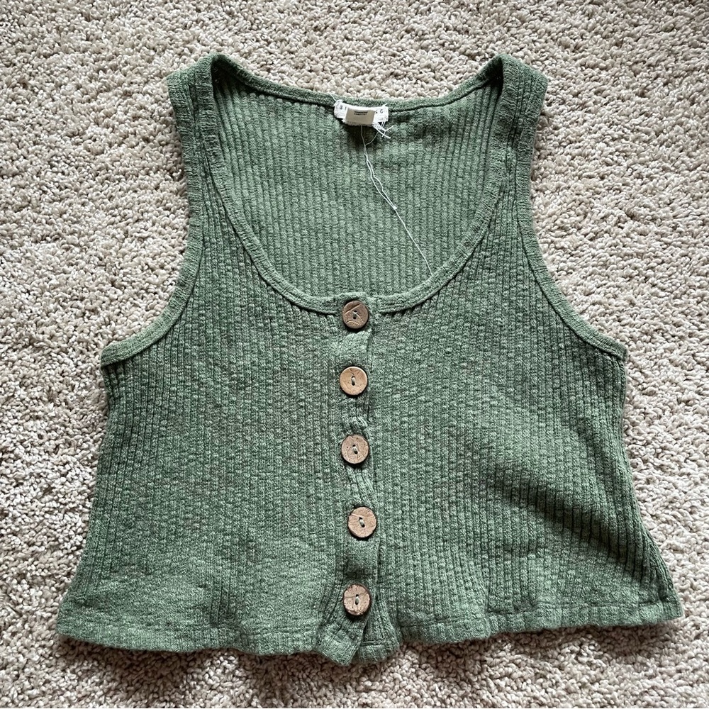 Billabong Green Button-Front Knit Tank